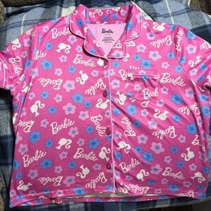 Barbie Pink Pajama Top with Blue Floral Design